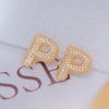 Wholesale Earrings Copper Zirconia Letter Design
