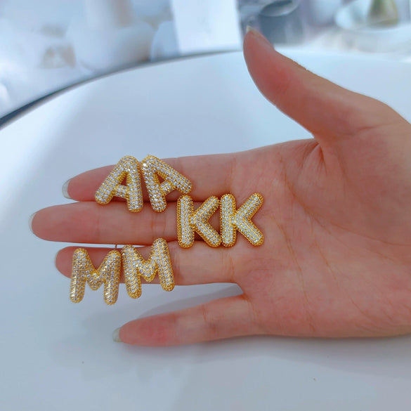 Wholesale Earrings Copper Zirconia Letter Design