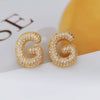 Wholesale Earrings Copper Zirconia Letter Design