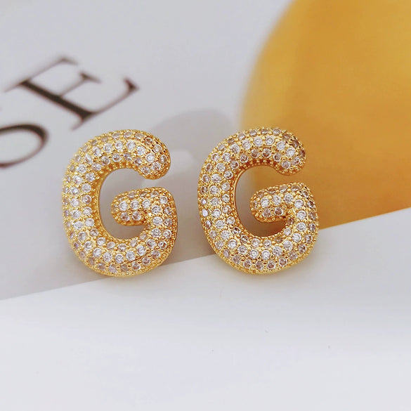 Wholesale Earrings Copper Zirconia Letter Design