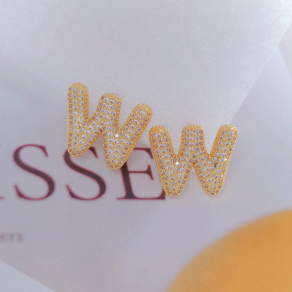 Wholesale Earrings Copper Zirconia Letter Design