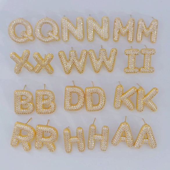 Wholesale Earrings Copper Zirconia Letter Design