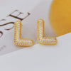 Wholesale Earrings Copper Zirconia Letter Design
