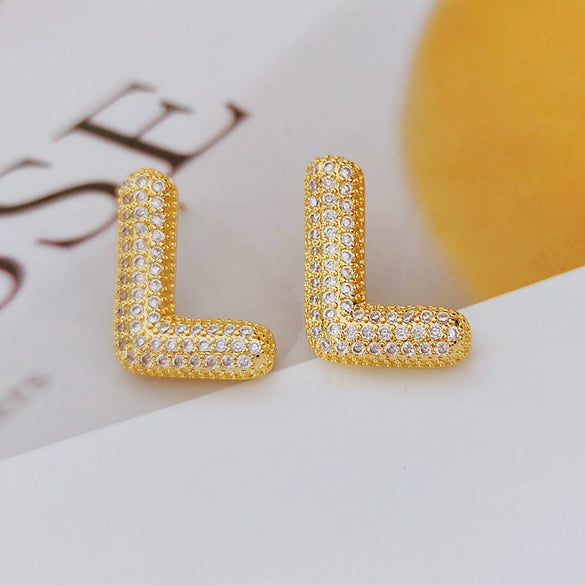 Wholesale Earrings Copper Zirconia Letter Design