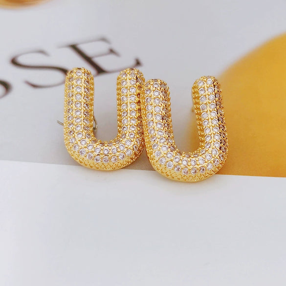 Wholesale Earrings Copper Zirconia Letter Design