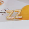 Wholesale Earrings Copper Zirconia Letter Design