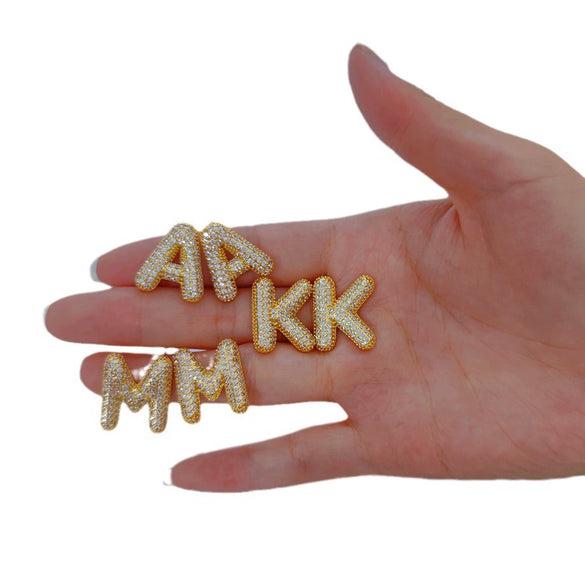 Wholesale Earrings Copper Zirconia Letter Design