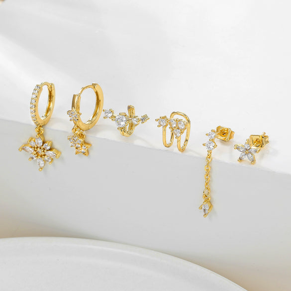 Wholesale Earrings Copper Zirconia Star Shape Light Luxury Women's