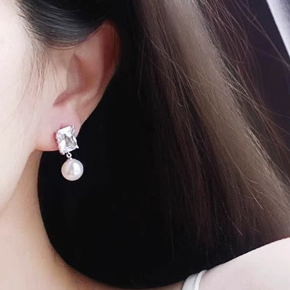 Wholesale Earrings Imitation Pearl Copper Geometric Light Luxury Style For Women