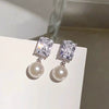 Wholesale Earrings Imitation Pearl Copper Geometric Light Luxury Style For Women
