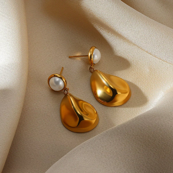 Wholesale Earrings Imitation Pearl Geometric Electroplating Light Luxury Niche Style