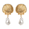Wholesale Earrings Imitation Pearl Heart Flower Pendant Electroplated Stylish For Women