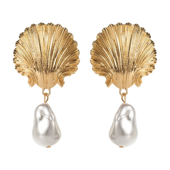 Wholesale Earrings Imitation Pearl Heart Flower Pendant Electroplated Stylish For Women