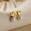 Wholesale Earrings Imitation Pearl Stainless Steel French Retro Bow Shape Electroplated For Women