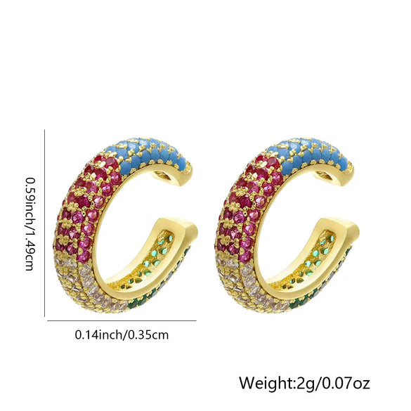 Wholesale Earrings Light Luxury Copper Ushaped Zircon Plated Gold