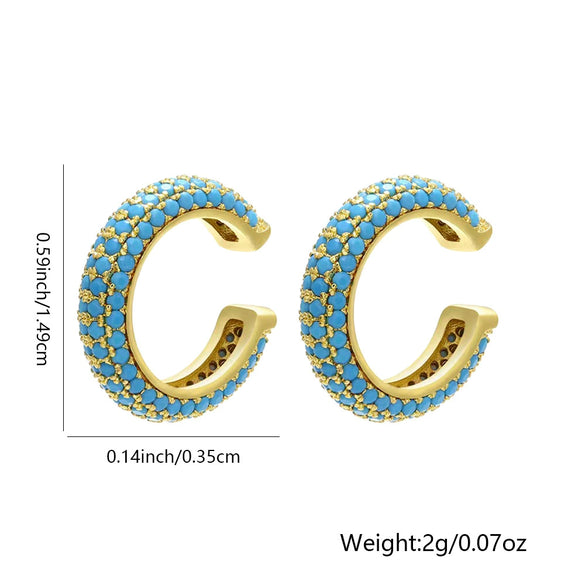 Wholesale Earrings Light Luxury Copper Ushaped Zircon Plated Gold