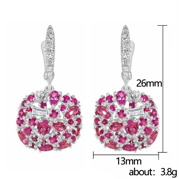 Wholesale Earrings Luxury Red Crystal Copper Geometric Women's Accessories