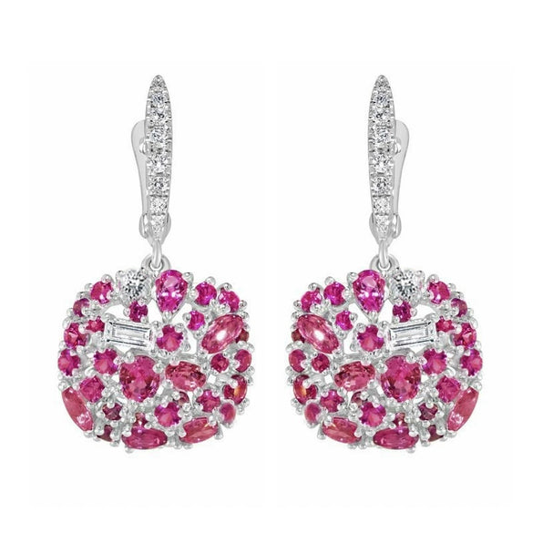 Wholesale Earrings Luxury Red Crystal Copper Geometric Women's Accessories