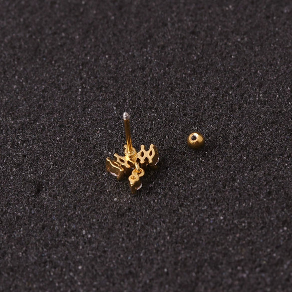 Wholesale Earrings Metal Inlaid Zircon Crown Style Stainless Steel