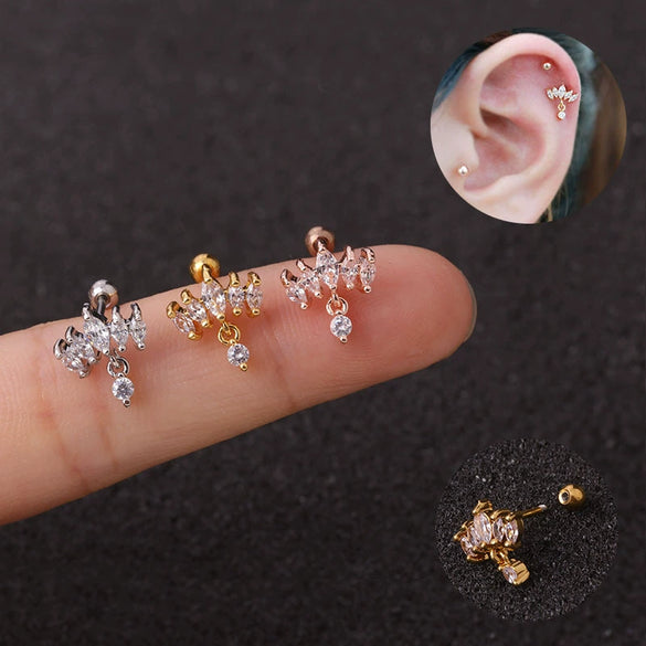 Wholesale Earrings Metal Inlaid Zircon Crown Style Stainless Steel