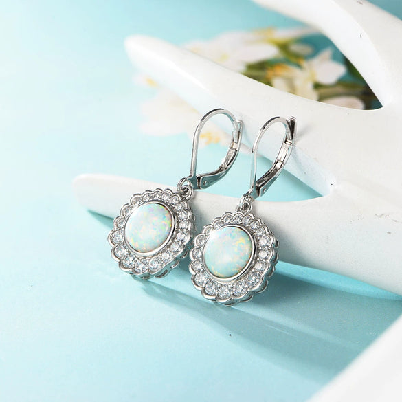Wholesale Earrings Metal Opal Zircon Geometric Gold Plated