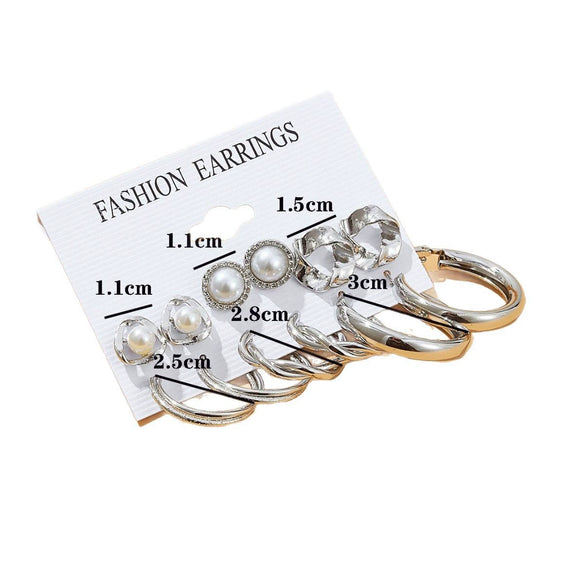 Wholesale Earrings Mixed Materials Geometric Inlaid Pearl Sweet Style For Women