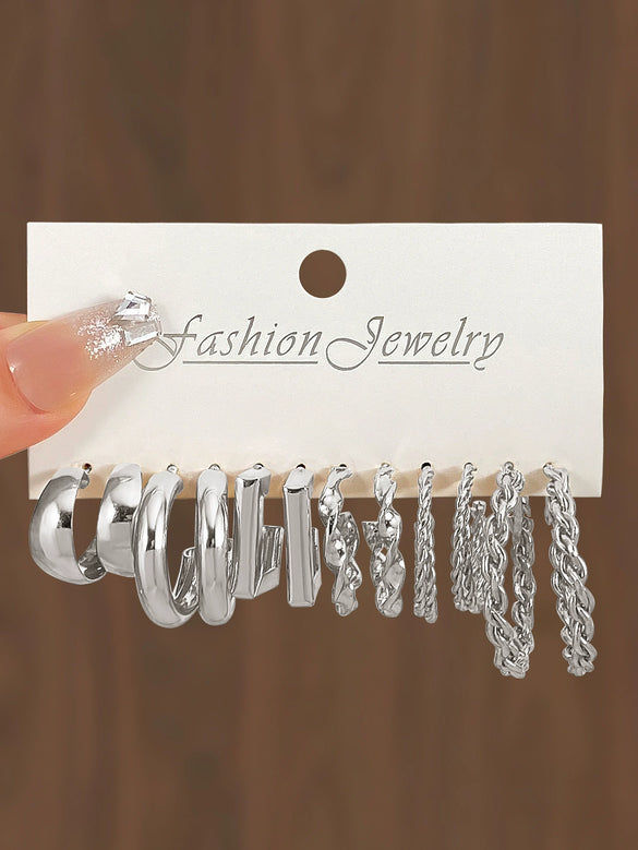 Wholesale Earrings Mixed Materials Geometric Inlaid Pearl Sweet Style For Women