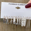 Wholesale Earrings Mixed Materials Geometric Inlaid Pearl Sweet Style For Women
