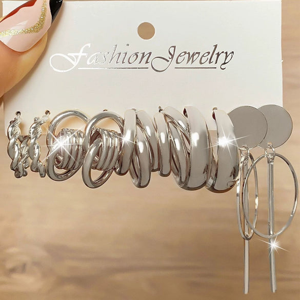 Wholesale Earrings Mixed Materials Geometric Inlaid Pearl Sweet Style For Women