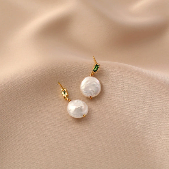 Wholesale Earrings Natural Freshwater Pearl Geometric Baroque Irregular Style
