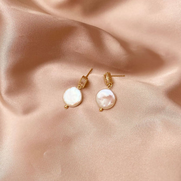 Wholesale Earrings Natural Freshwater Pearl Geometric Baroque Irregular Style