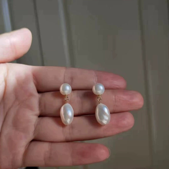 Wholesale Earrings Natural Freshwater Pearl 925 Silver Needle 14K Gold Plated Baroque Special Shape