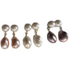 Wholesale Earrings Natural Freshwater Pearl 925 Silver Needle 14K Gold Plated Baroque Special Shape