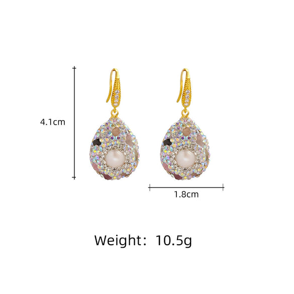 Wholesale Earrings Natural Pearl Baroque Tourmaline Colorful Retro Medieval Style Electroplating