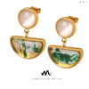 Wholesale Earrings Natural Resin Cat's Eye Geometric Inlay Plant Flowers Style