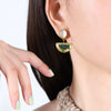 Wholesale Earrings Natural Resin Cat's Eye Geometric Inlay Plant Flowers Style