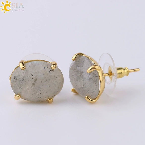 Wholesale Earrings Natural Stone Alloy Accessories Gold Plated Minimalist Style