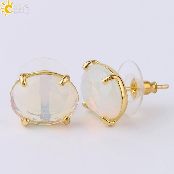 Wholesale Earrings Natural Stone Alloy Accessories Gold Plated Minimalist Style
