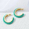Wholesale Earrings Natural Stone Beaded Cshaped Copper Gold Plated 925 Silver Needle Geometric Style
