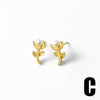 Wholesale Earrings Pearl Love Flower Copper Gold Plated Heart Shape Minimalist Style