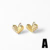 Wholesale Earrings Pearl Love Flower Copper Gold Plated Heart Shape Minimalist Style