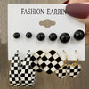 Wholesale Earrings Pearl Pendant Retro Simple Love Geometric Alphanumeric Butterfly Black And White Checkerboard Ladies Set