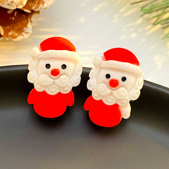 Wholesale Earrings Plastic Resin Cartoon Christmas Tree Bell Gloves Boots Elk Electroplated Women's