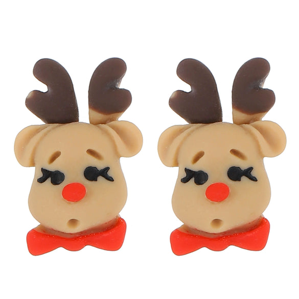 Wholesale Earrings Plastic Resin Cartoon Christmas Tree Bell Gloves Boots Elk Electroplated Women's
