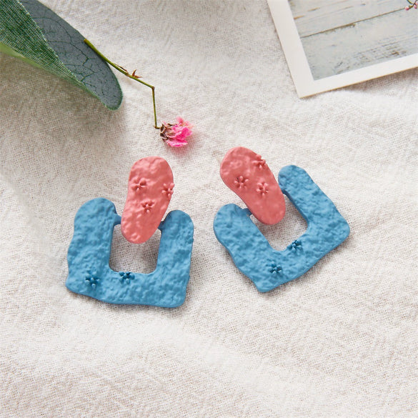 Wholesale Earrings Plastic Resin Geometric 3D Printing Oil Painting Style Electroplating