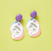 Wholesale Earrings Plastic Resin Geometric 3D Printing Oil Painting Style Electroplating
