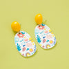 Wholesale Earrings Plastic Resin Geometric 3D Printing Oil Painting Style Electroplating