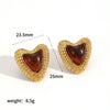 Wholesale Earrings Resin Stainless Steel Heart Shape 18K Gold Plated For Women Highend Style