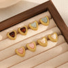 Wholesale Earrings Resin Stainless Steel Heart Shape 18K Gold Plated For Women Highend Style