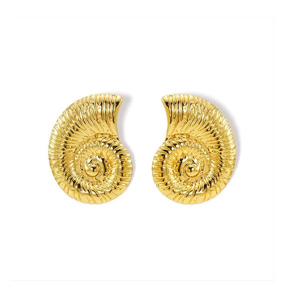 Wholesale Earrings Retro Conch Geometric Woven Stainless Steel 18K Gold Plated